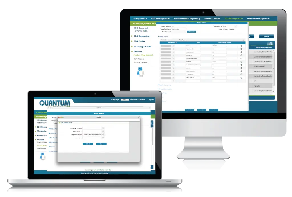screenshot of SDS software on laptop and desktop